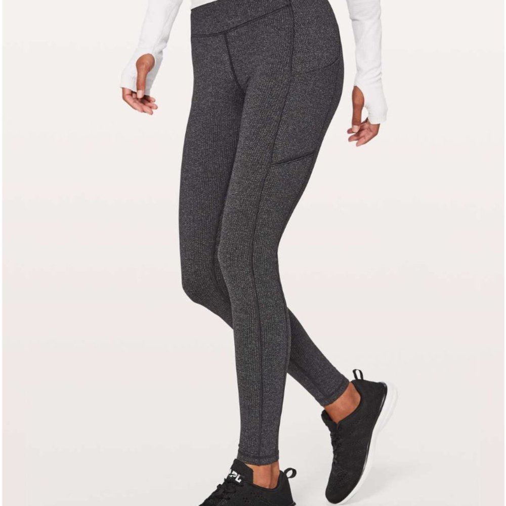 Lululemon Speed Up Tight Legging 28" Power Luxtreme Knit Heathered Black Size 10 - Picture 3 of 3